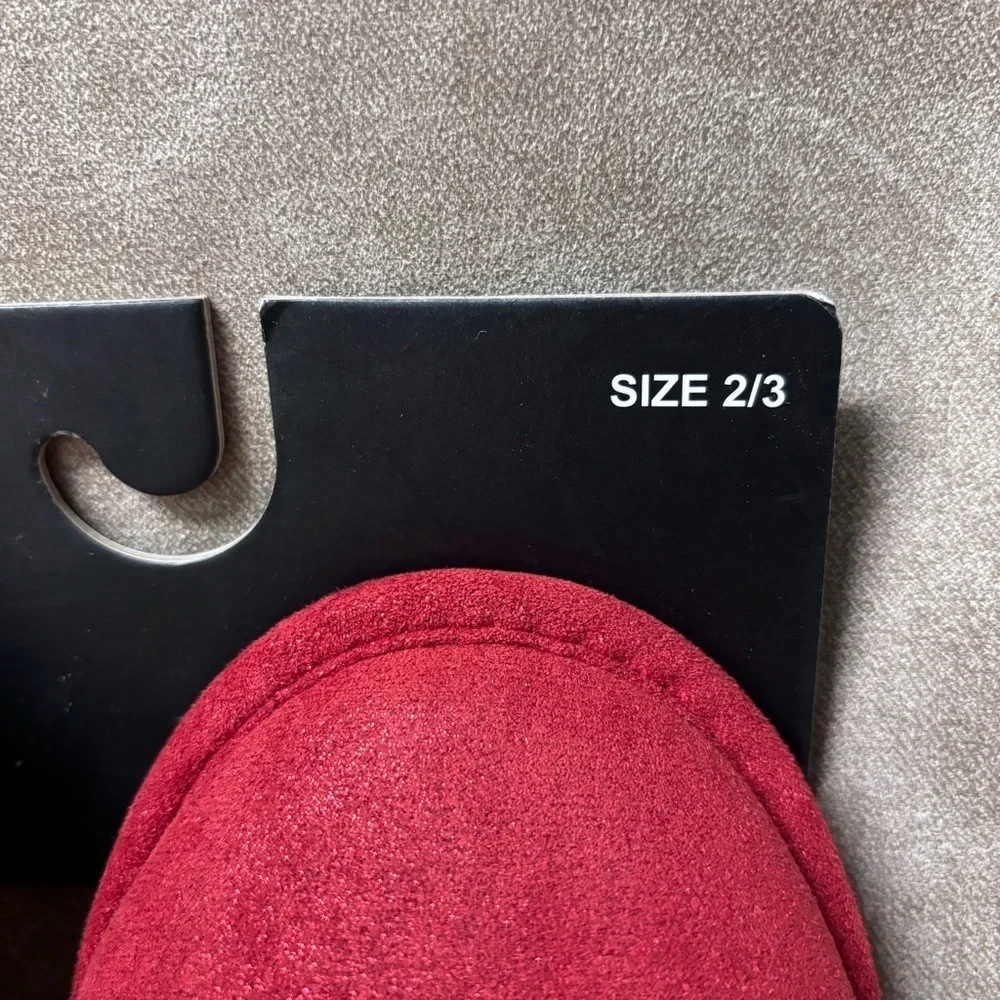 Bebe Girls Red Glitter Soft Slippers Sz 2/3